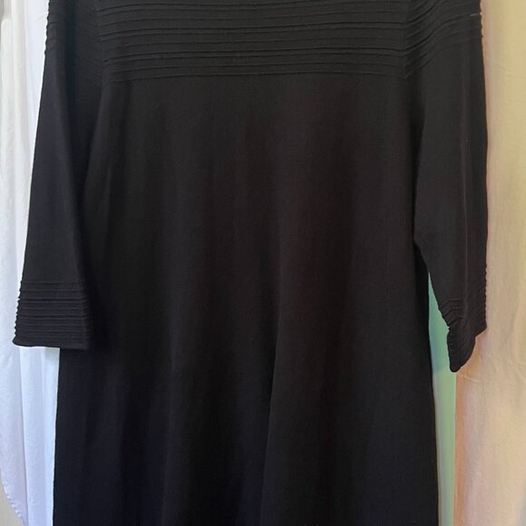 Jessica Howard Black Flare Dress Size 2X with Sheer Stripes Knee Length - Picture 2 of 3